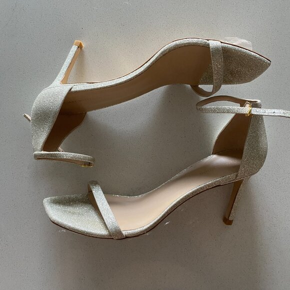 Stuart Weitzman - Nudistcurve Glitter Kitten Heel Sandal - Picture 1 of 11